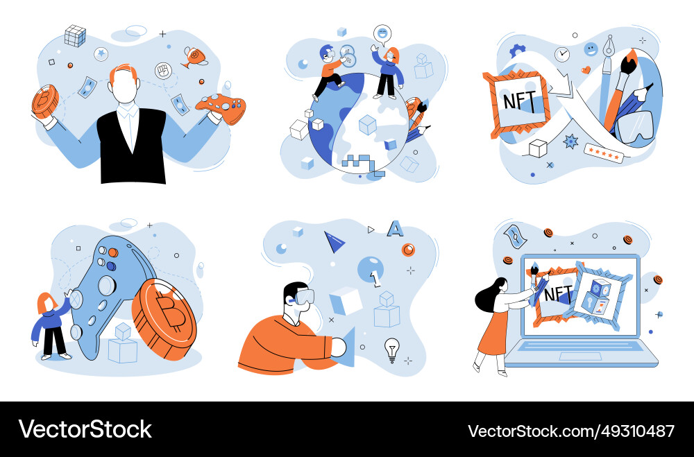 Web 3 the cyber world encompasses virtual spaces Web 3 the cyber world encompasses virtual spaces vector image