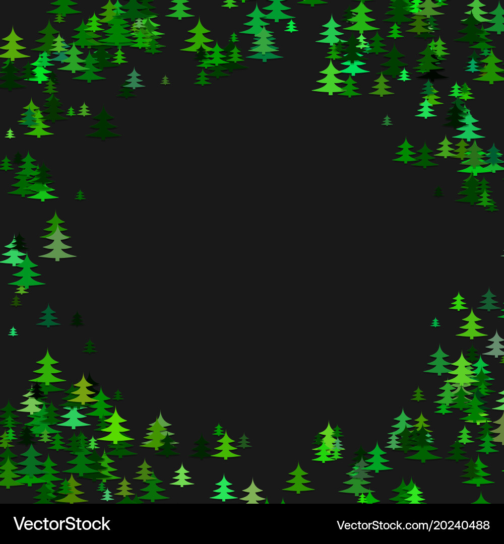 Abstract random pine tree pattern round border Vector Image
