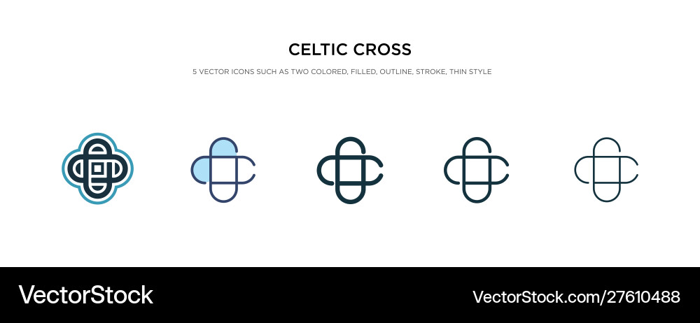 Celtic cross icon in different style two colored Celtic cross icon in different style two colored vector image