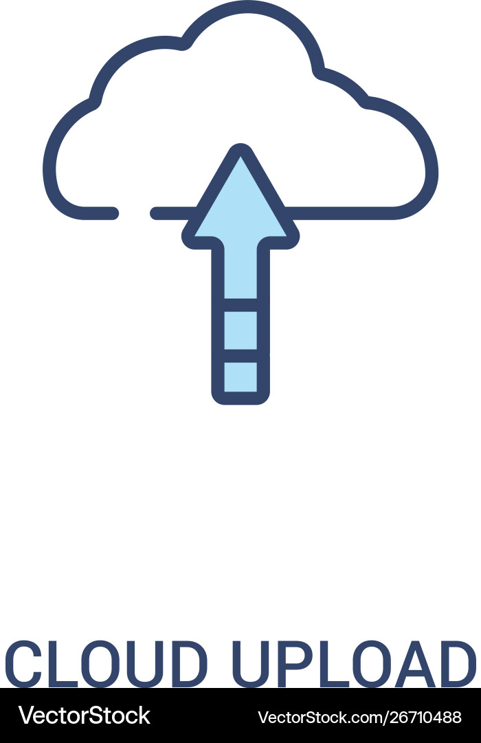Cloud upload concept 2 colored icon simple line Cloud upload concept 2 colored icon simple line Vector Image