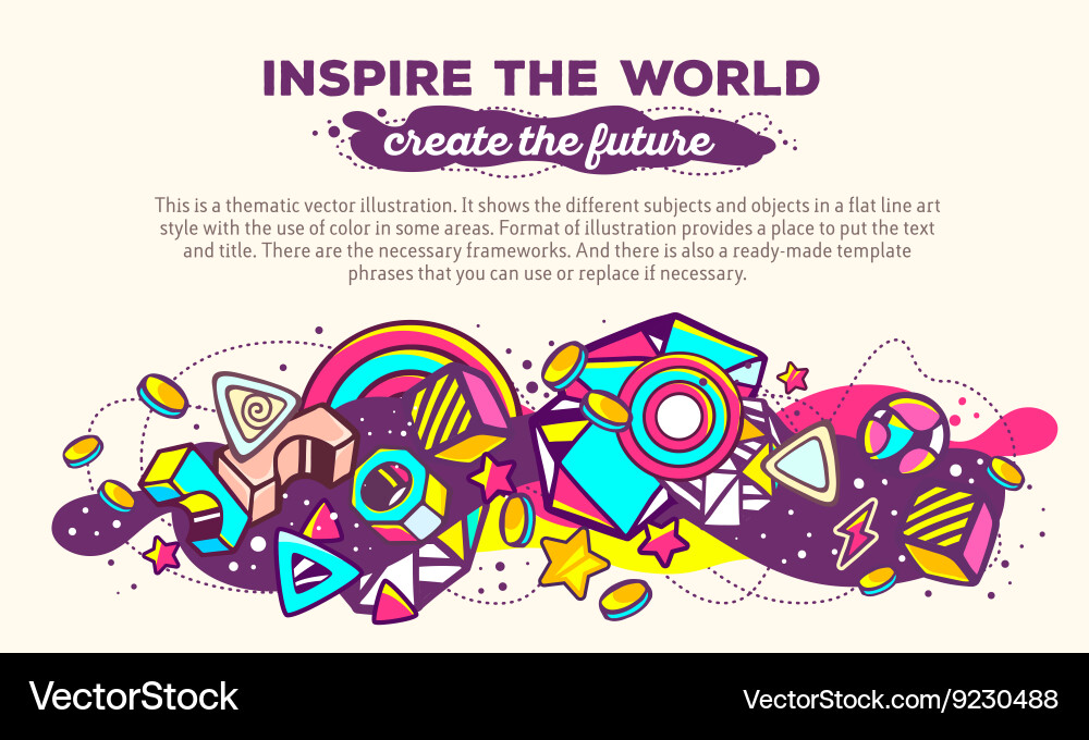 Colorful abstract composition with header vector image