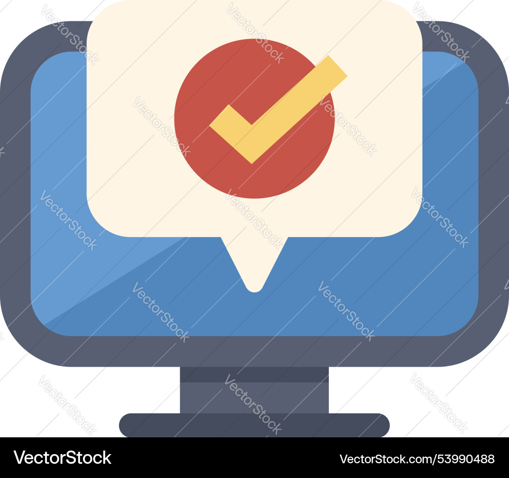 Computer showing check mark notification Computer showing check mark notification vector image