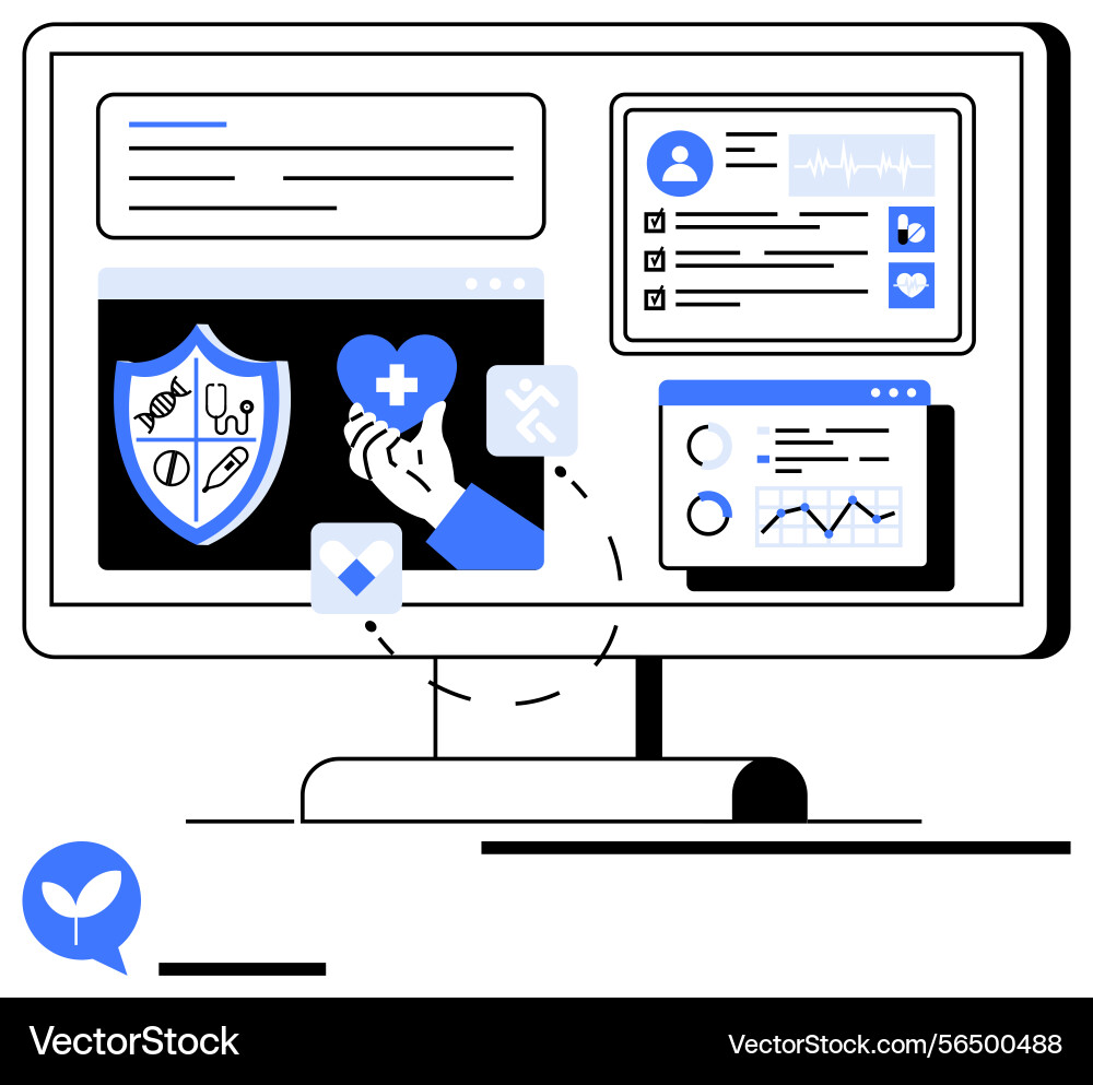 Digital health monitoring with secure medical data Digital health monitoring with secure medical data vector image