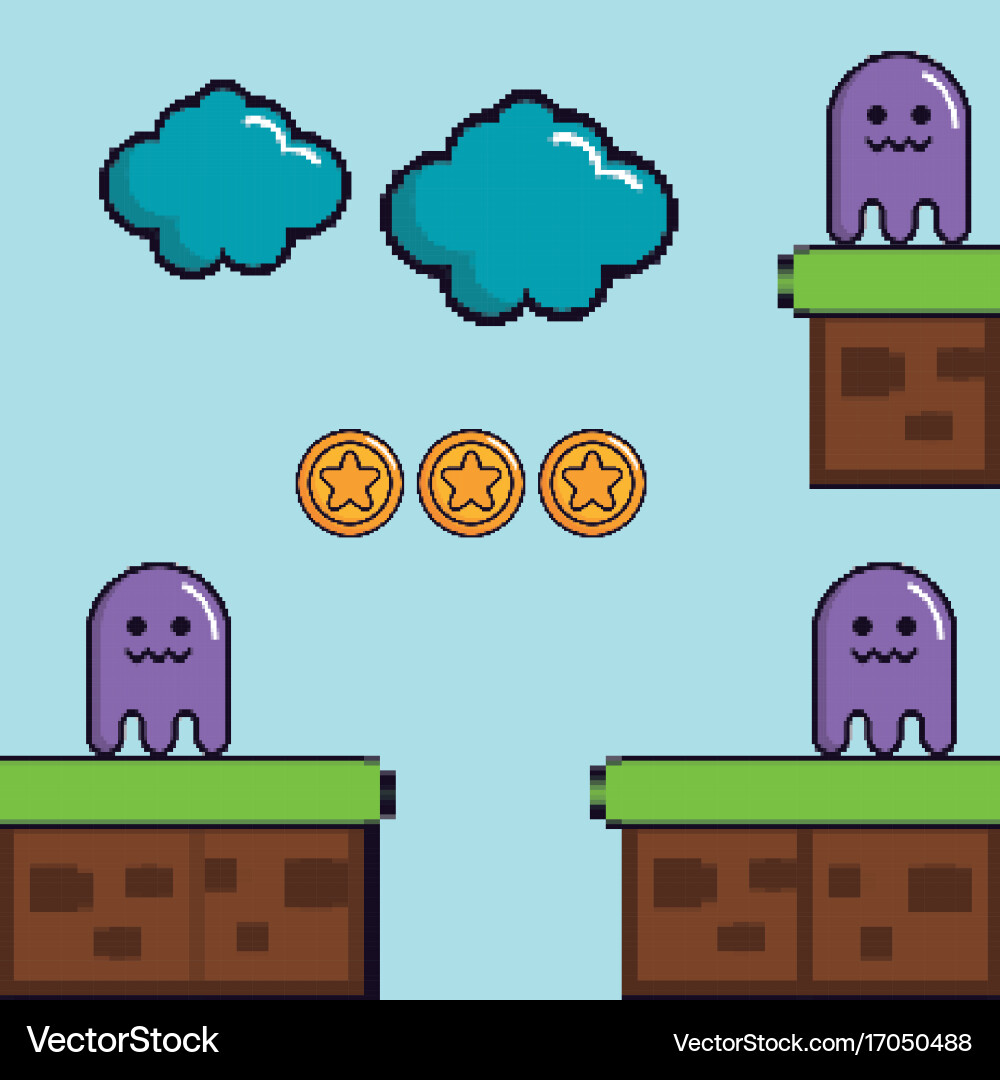 Display game pixel interface vector image