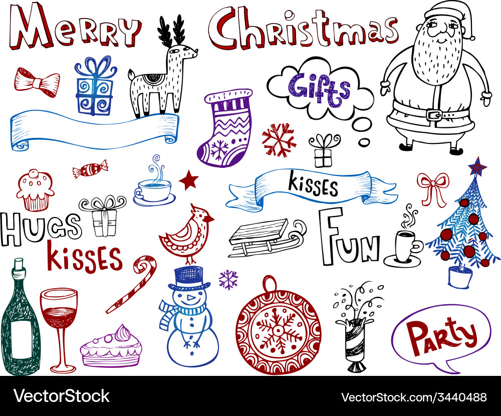 Festive Christmas Doodles Vector Image