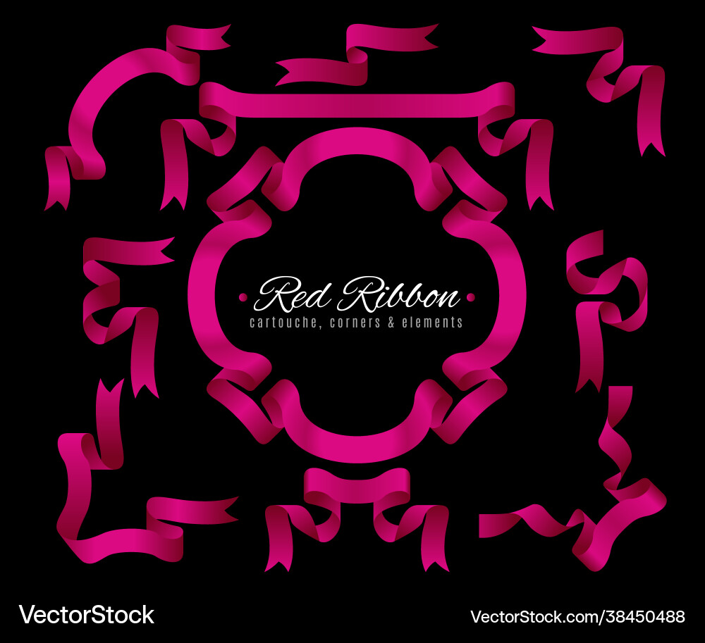 Gradient Red Ribbon Collection Vector Image