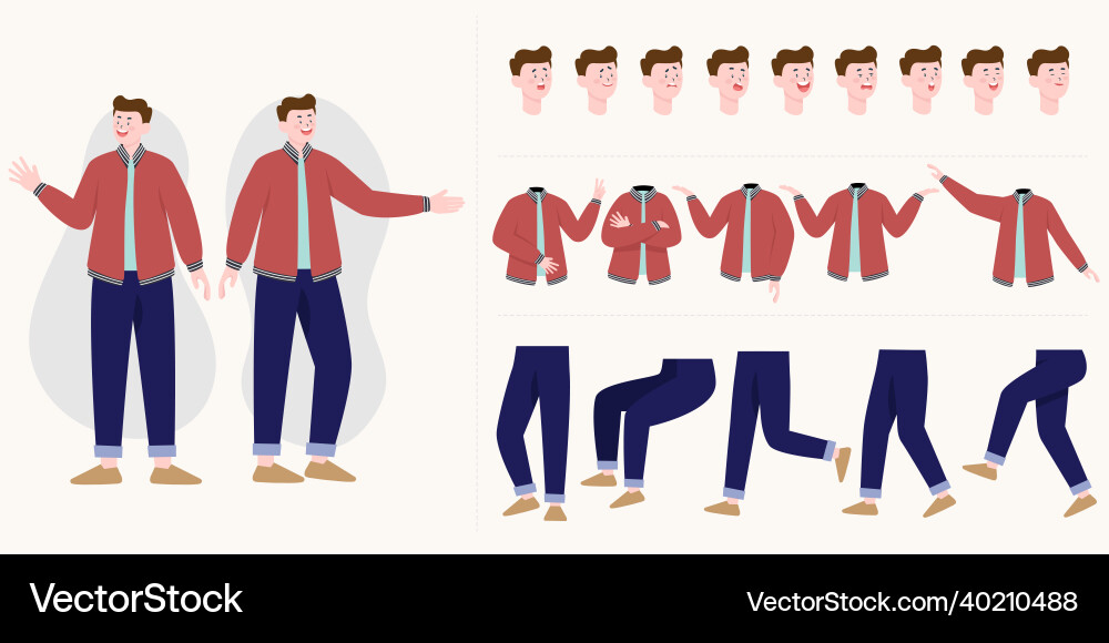 Handsome man constructor in flat style parts Handsome man constructor in flat style parts vector image