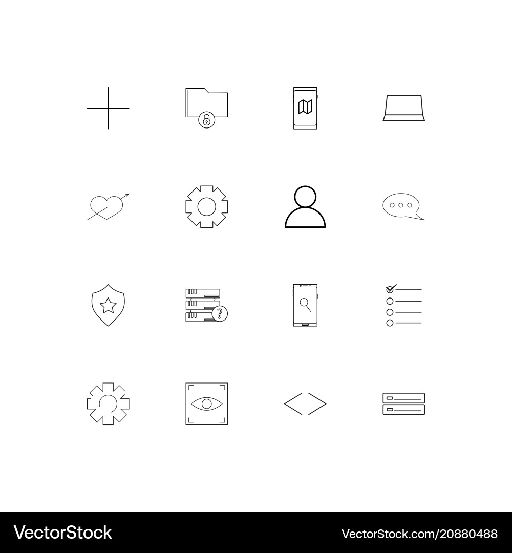Internet technologies linear thin icons set vector image