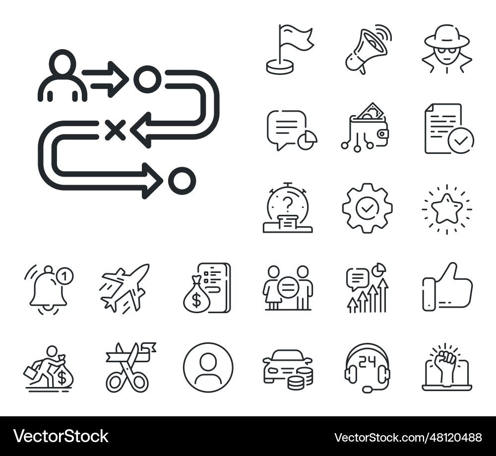 Journey path line icon project process sign Journey path line icon project process sign vector image