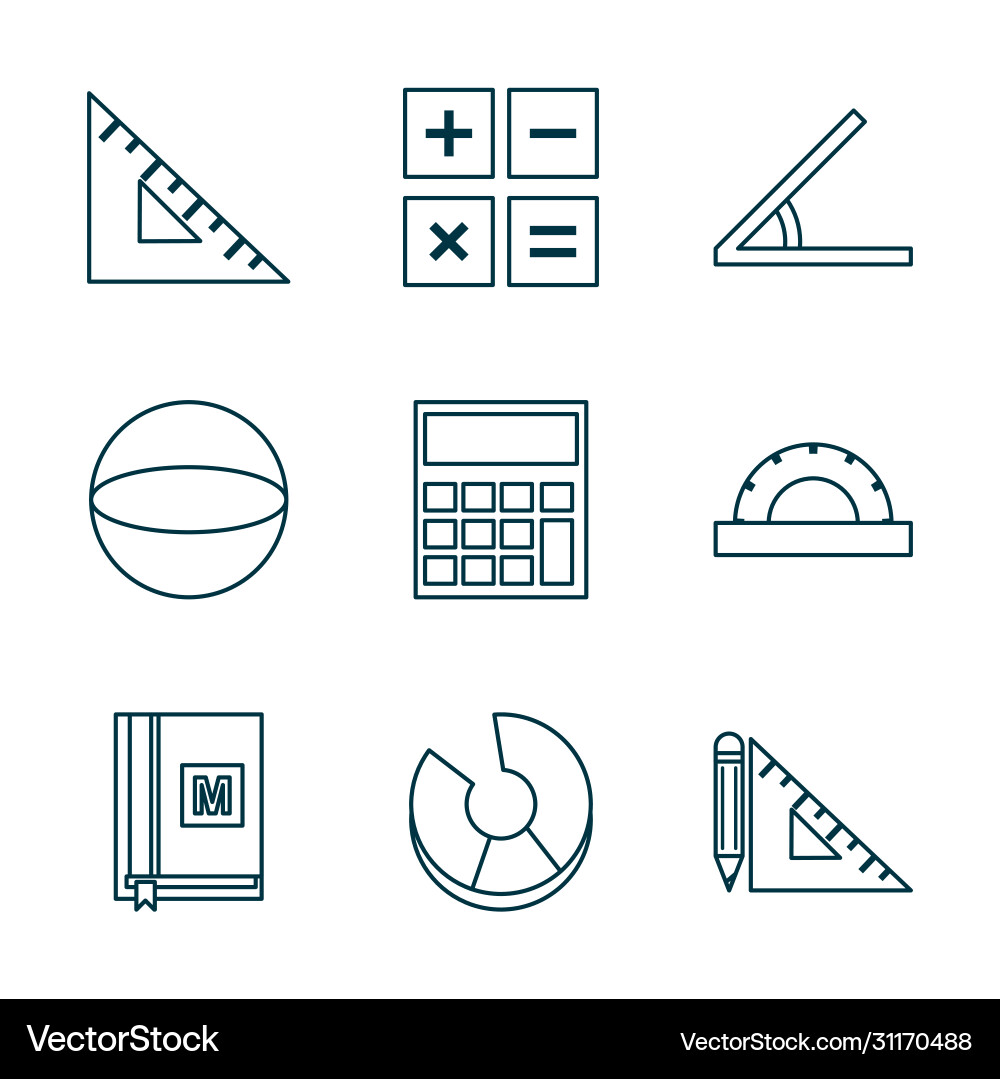 Math line style icon set design vector image