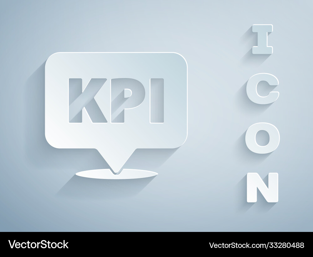 Paper cut kpi - key performance indicator icon Paper cut kpi - key performance indicator icon Vector Image