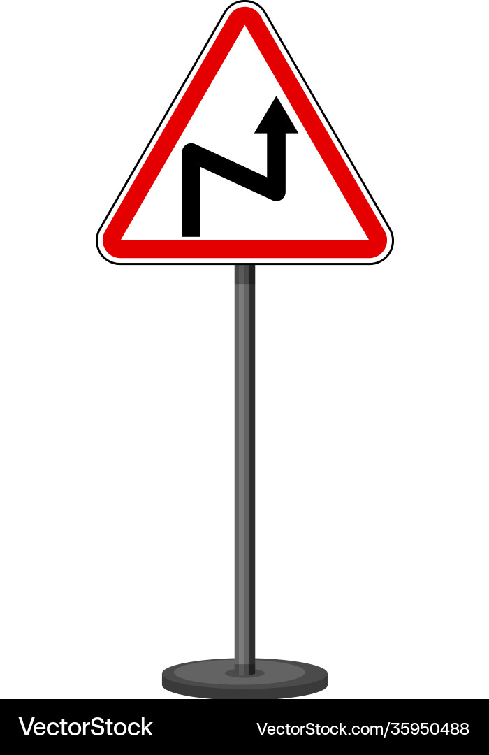 Right reverse bend sign with stand isolated Right reverse bend sign with stand isolated Vector Image