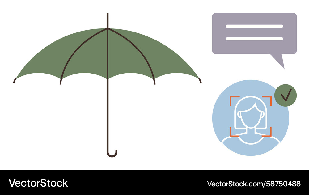 Secure Communication Icon - Face Recognition Vector Image