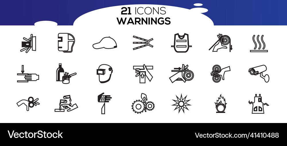 Simple set of warnings related line icons Simple set of warnings related line icons Vector Image