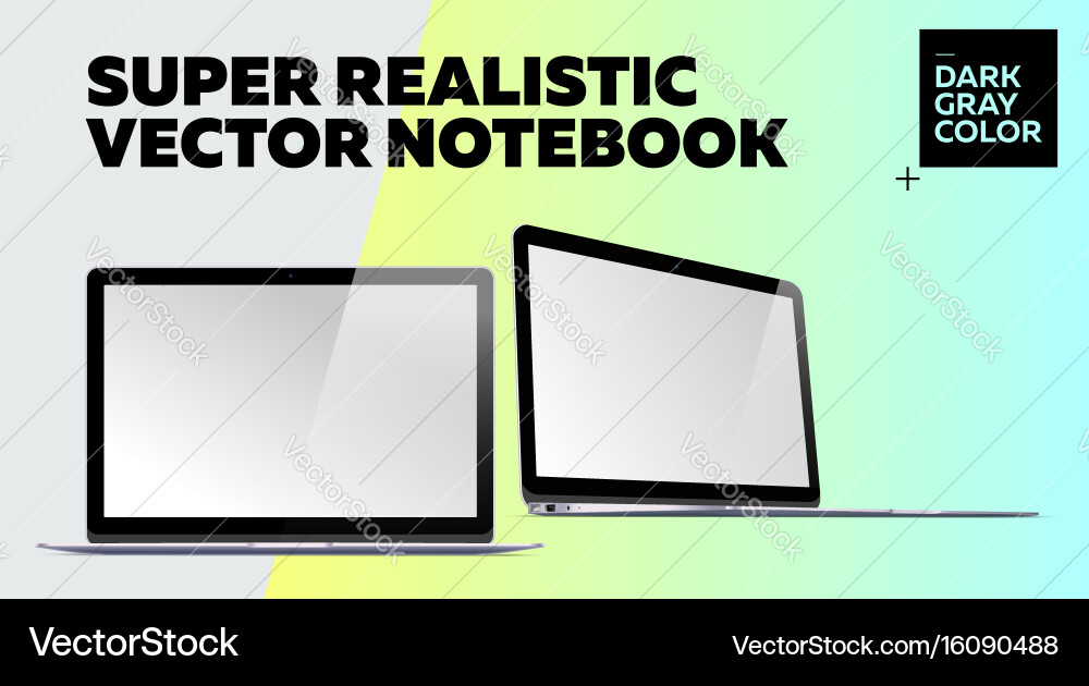 Super realistic notebook with blank screen Vector Image