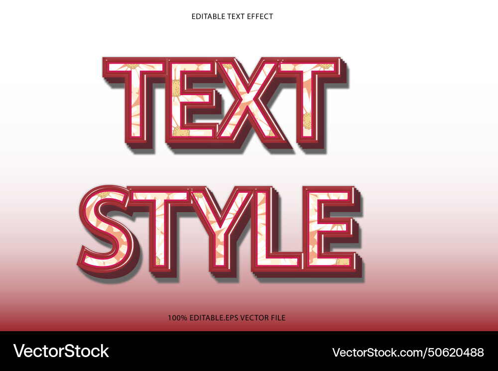 Text style editable effect 3d emboss vector image