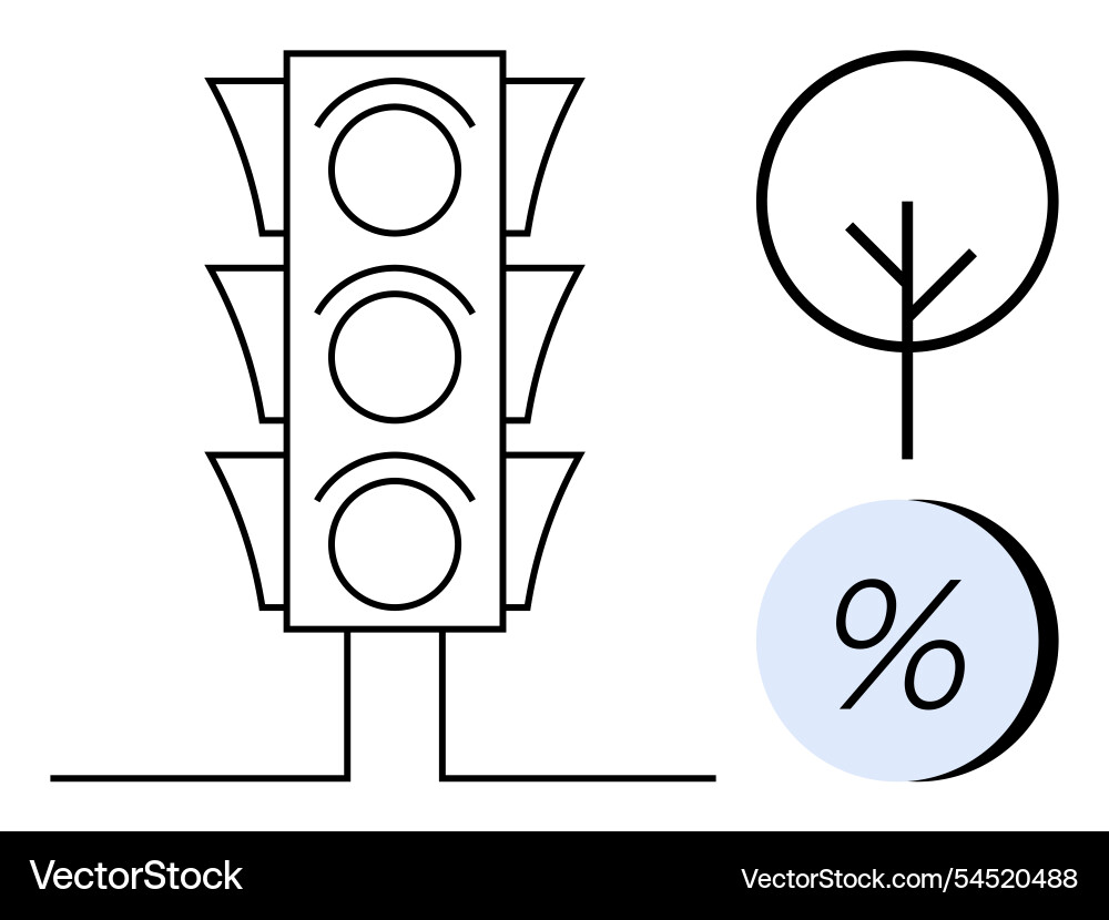 Traffic light in line art style with tree Traffic light in line art style with tree vector image