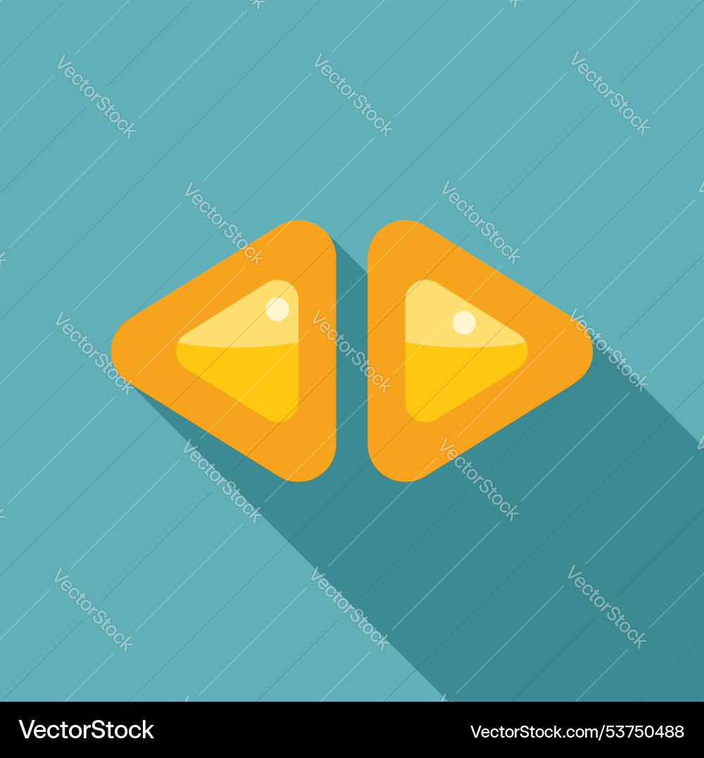 Yellow arrow double backwards button icon vector image