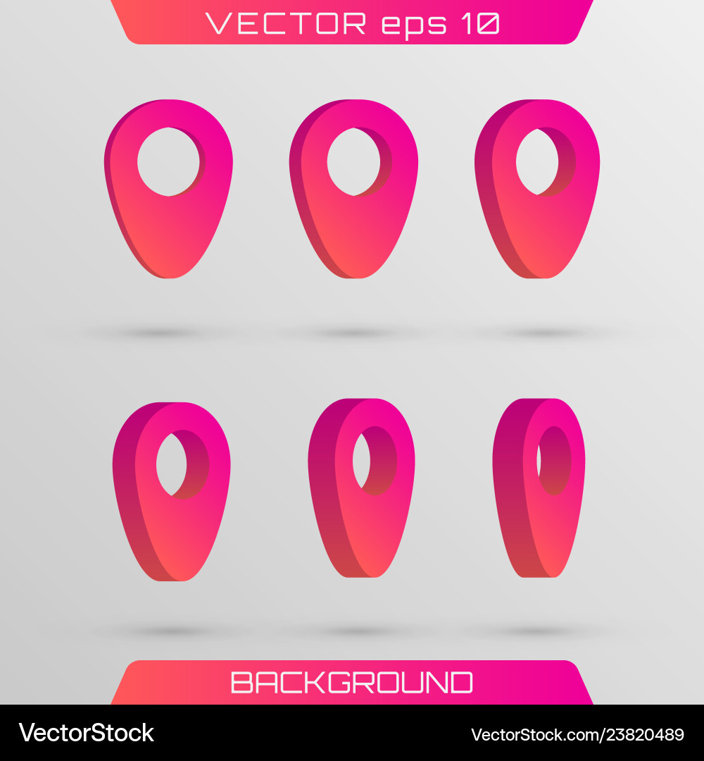 3D Map Pointer Set Vector Image