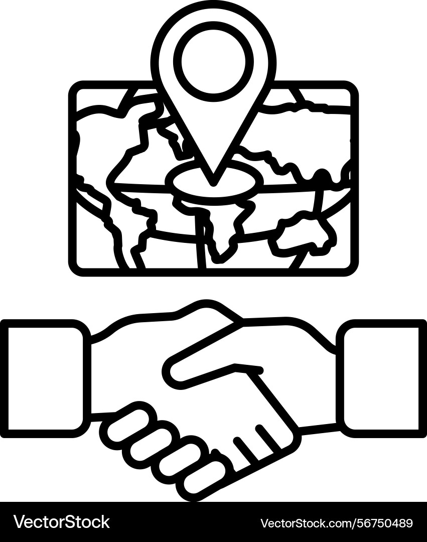A handshake between two people with map A handshake between two people with map Vector Image