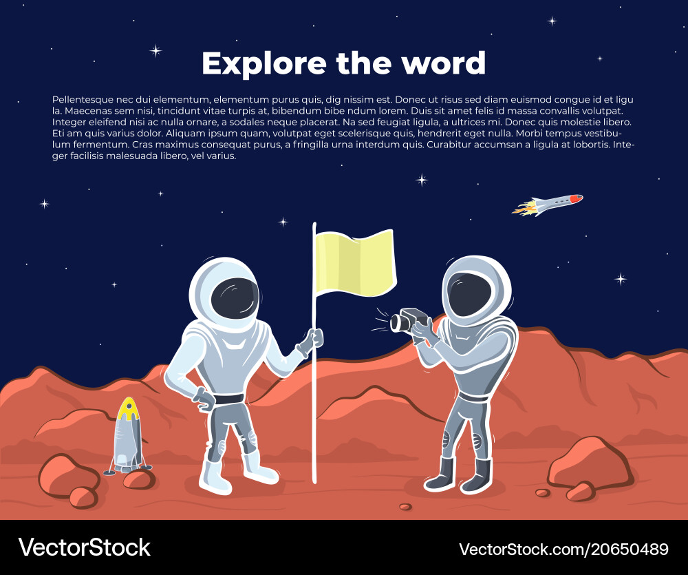 Astronaut with flag Vector Image