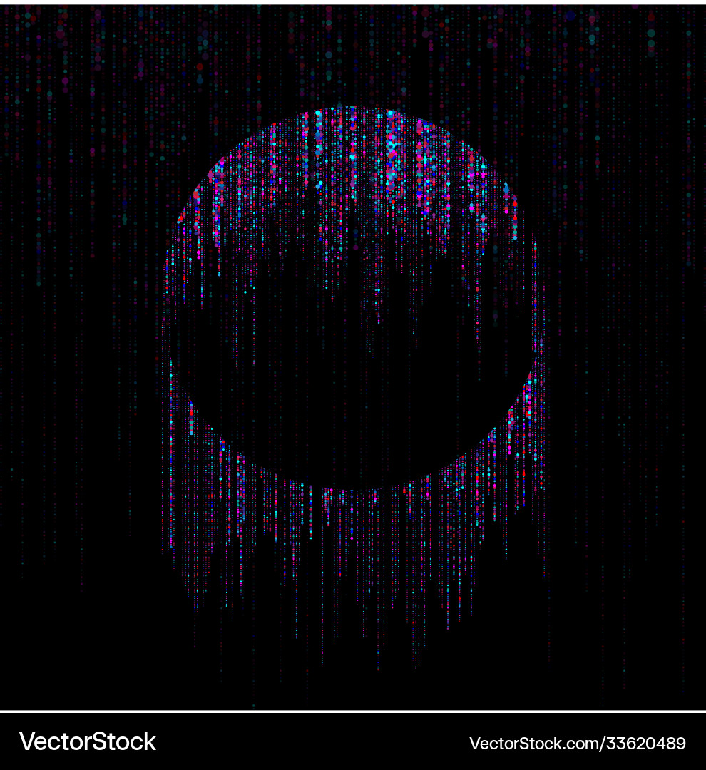 Big data visualization circle stream falling Big data visualization circle stream falling Vector Image