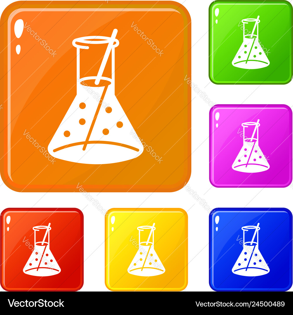 Boiling flask icons set color Boiling flask icons set color vector image
