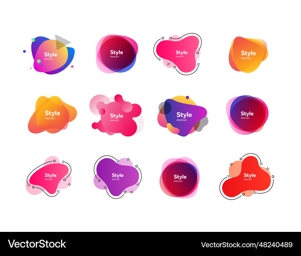Bright multi layer irregular shapes set Bright multi layer irregular shapes set vector image