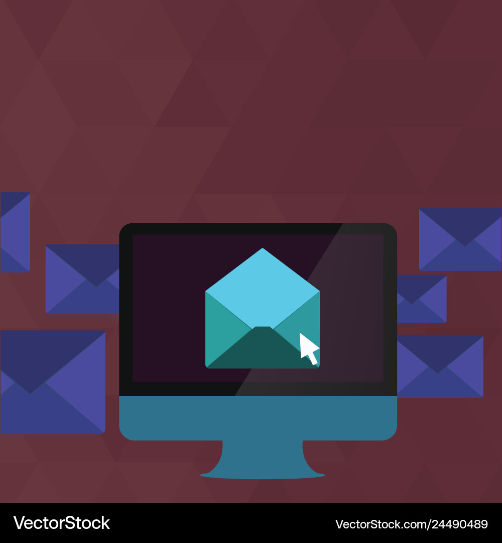Computer screen with open color envelope and small Computer screen with open color envelope and small vector image