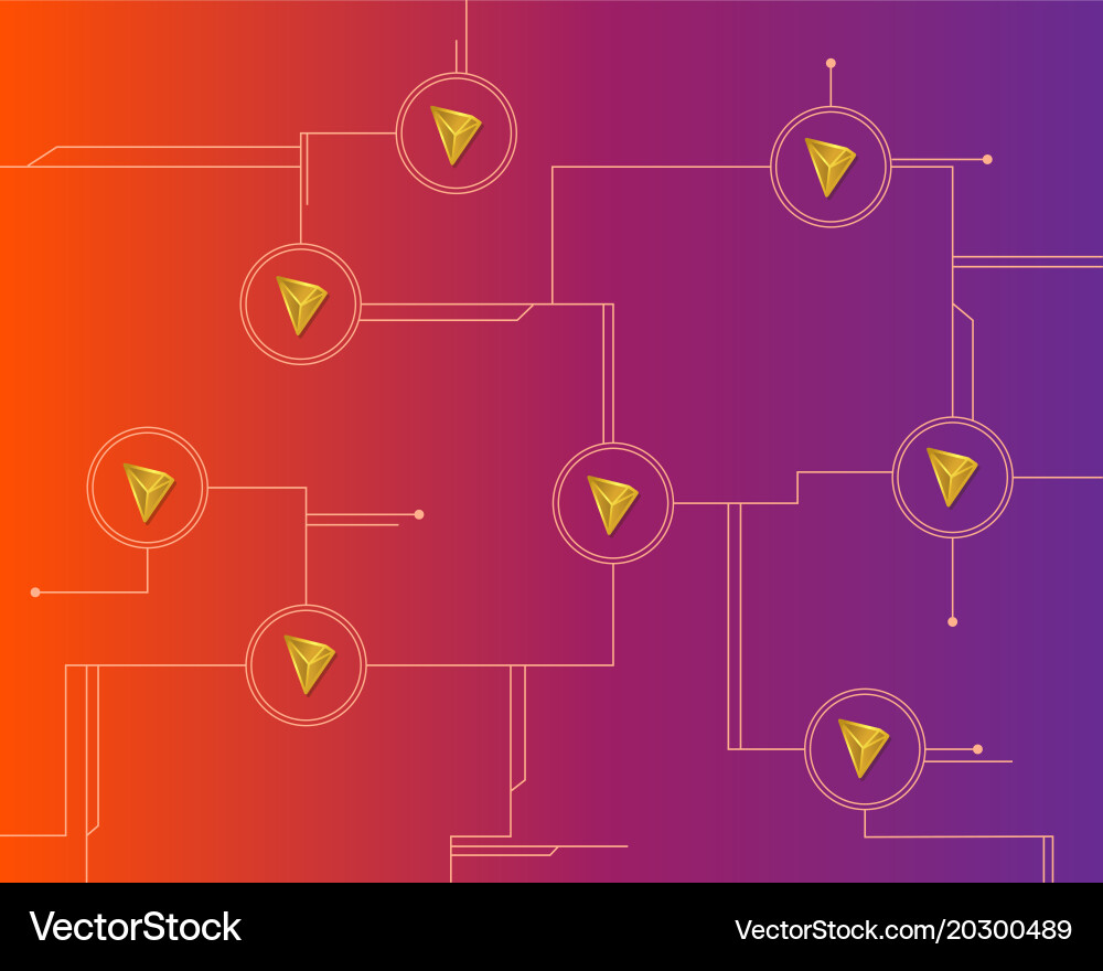 Cryptocurrency tron blockchain circuit background Vector Image