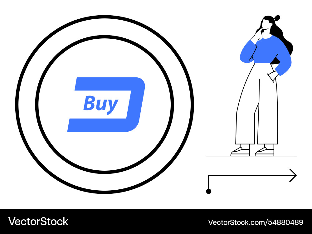 Decision-making concept with a buy button Decision-making concept with a buy button vector image