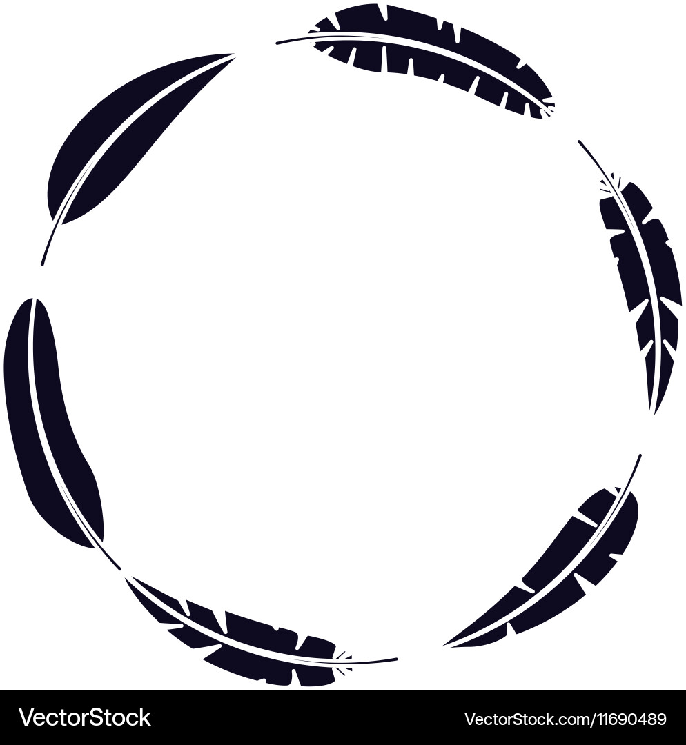 Elegant Feather and Circle Motif Vector Image