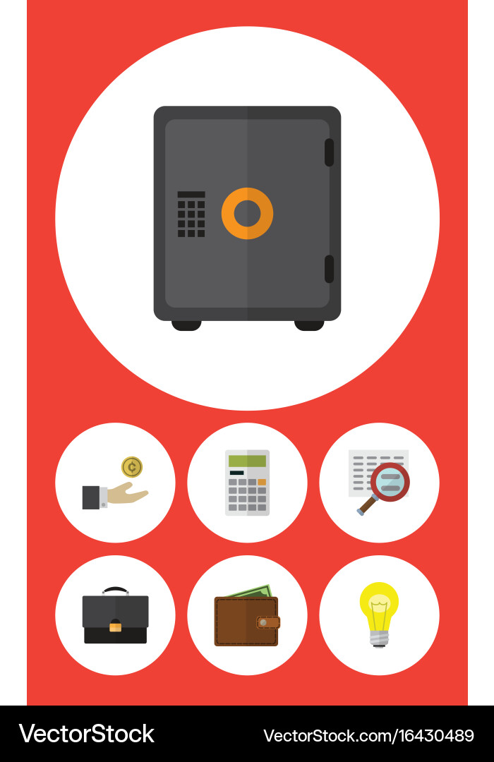 Flat icon gain set of scan portfolio strongbox Vector Image