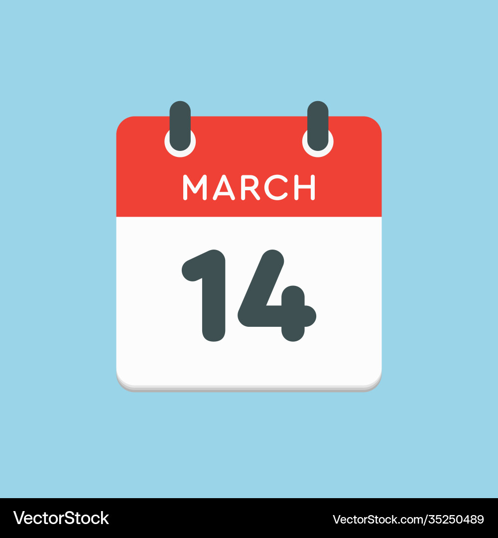Icon day date 14 march template calendar page Vector Image
