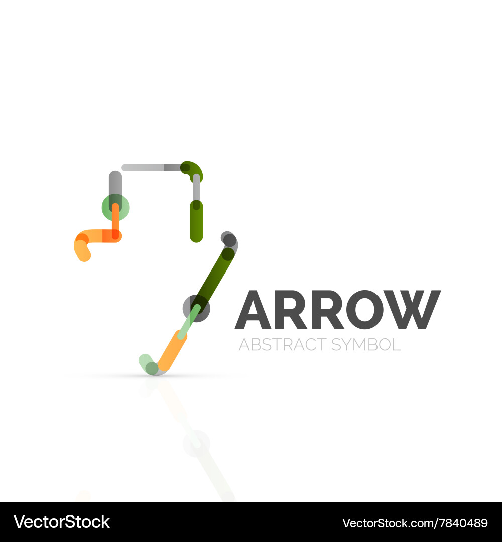 Linear arrow abstract logo connected multicolored vector image