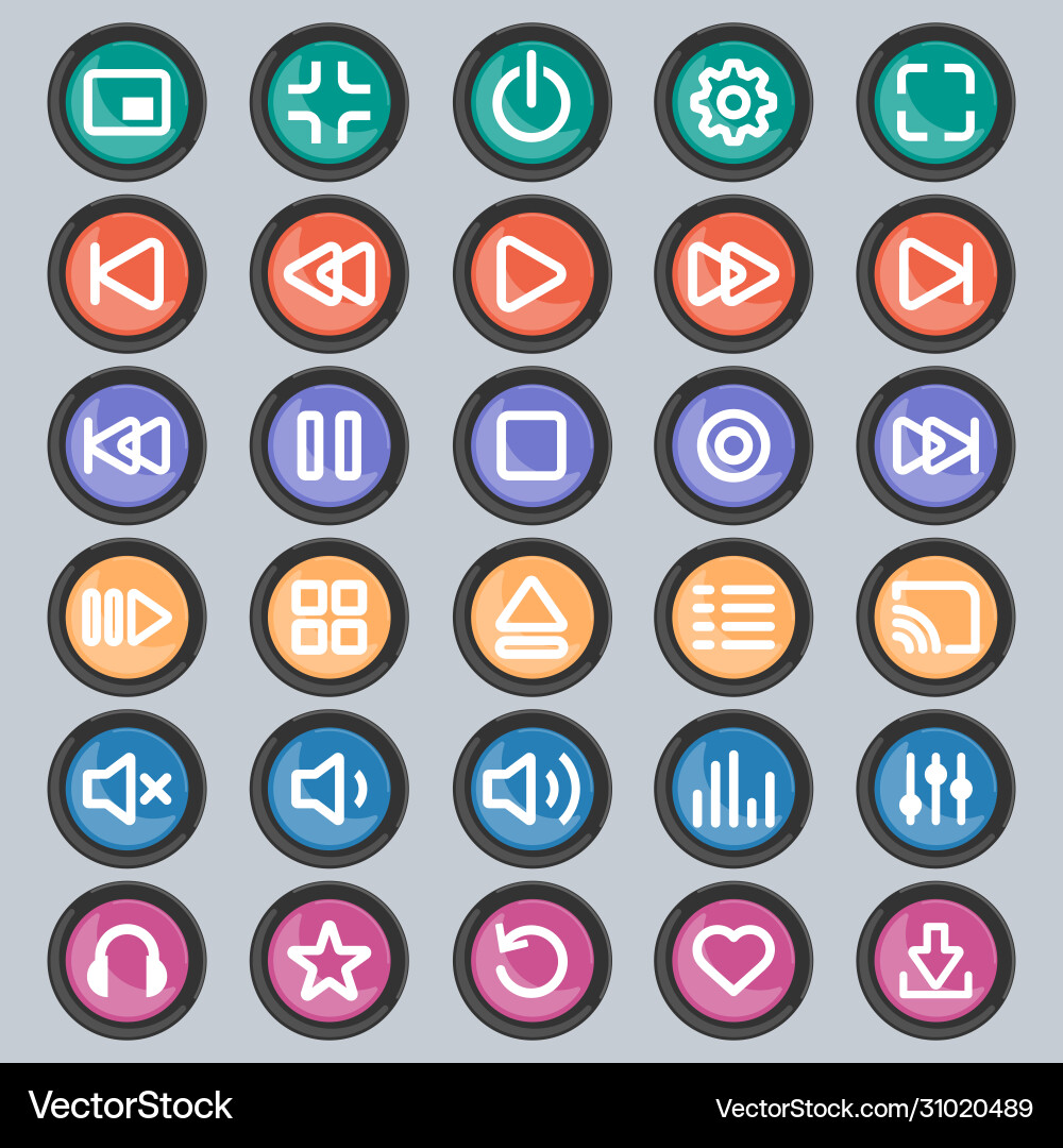 Media player control buttons set Media player control buttons set vector image