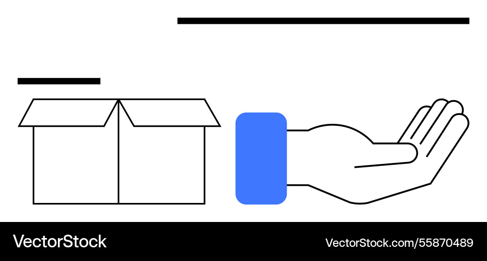 Open box and extended hand representing giving Vector Image