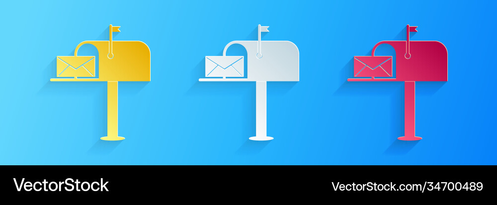 Paper cut open mail box with an envelope icon Vector Image