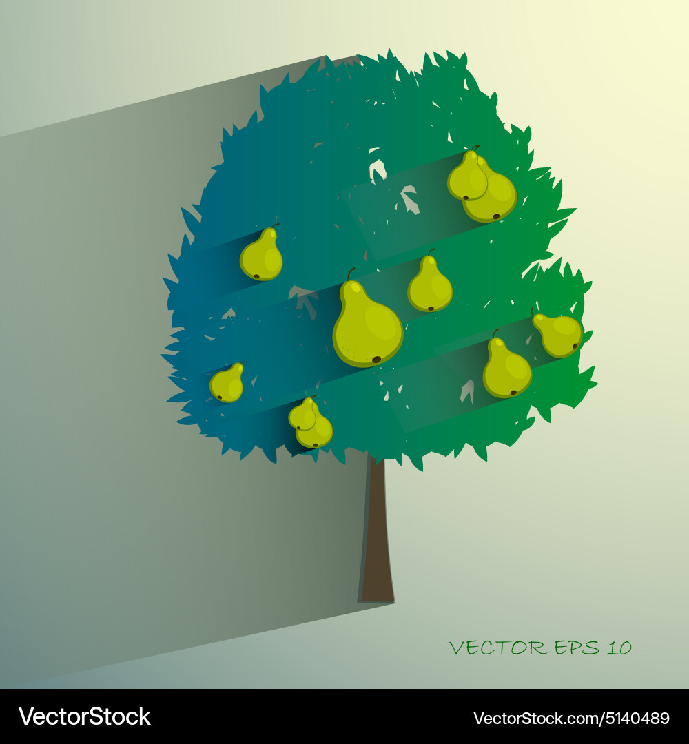Pear tree isolated on light background Vector Image