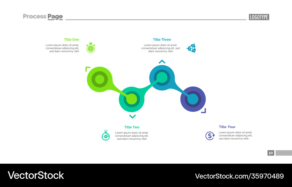 Process chart with four elements template vector image