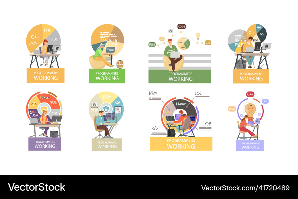 Programmer engineering and coding Programmer engineering and coding vector image