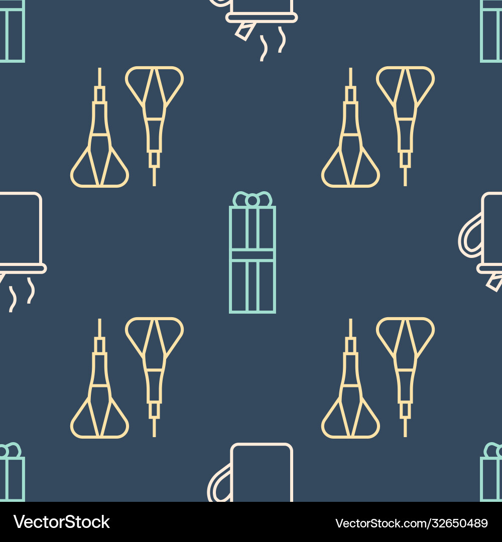 Set line mulled wine dart arrow and gift box Vector Image