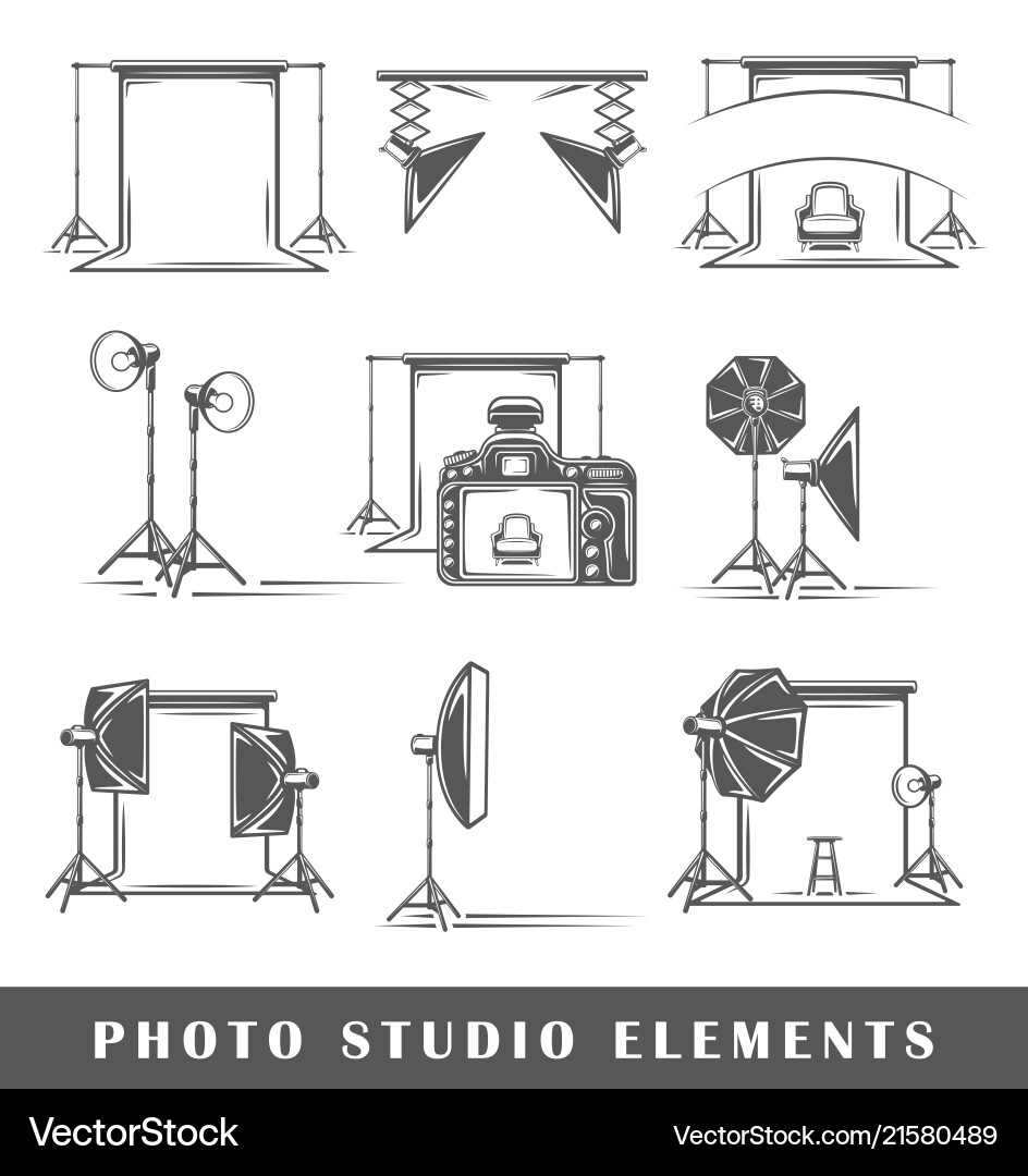 Set von Elementen das Fotostudio Vektorbild