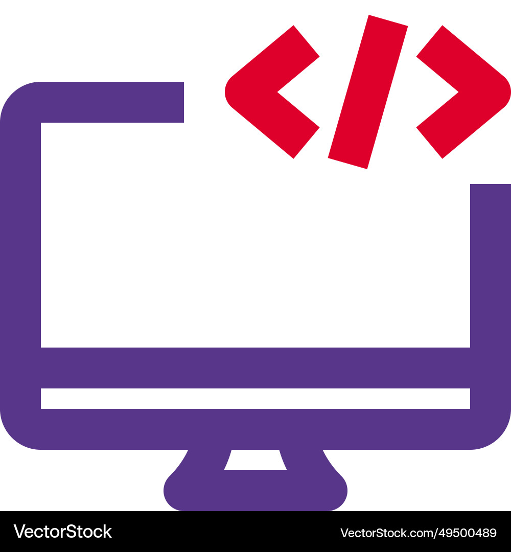 Skript und Programmierung auf dem Desktop ausgeführt Vektorbild