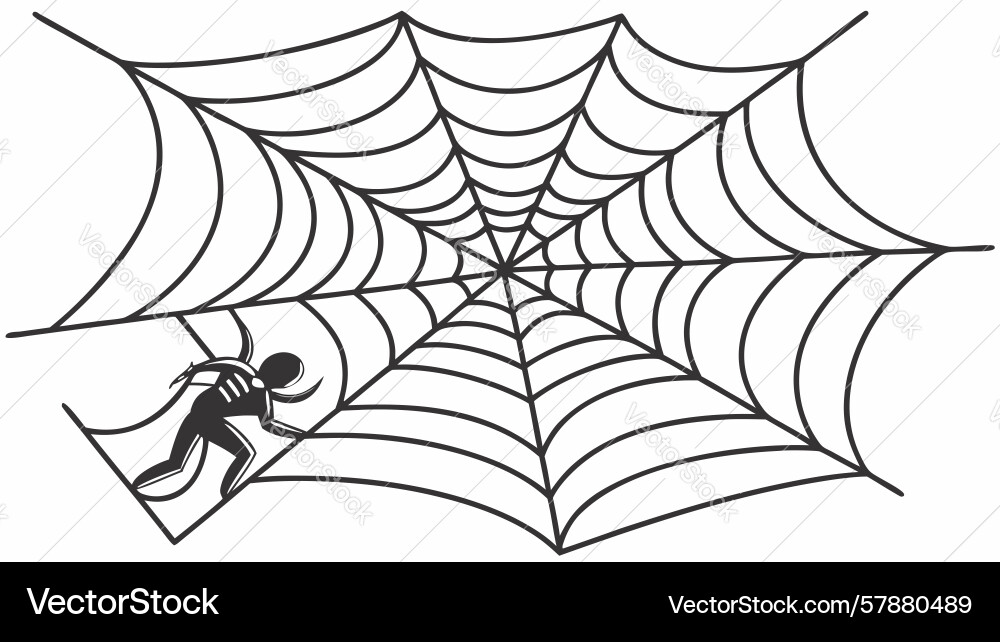 Trapped in a spider web of figure caught design Vector Image