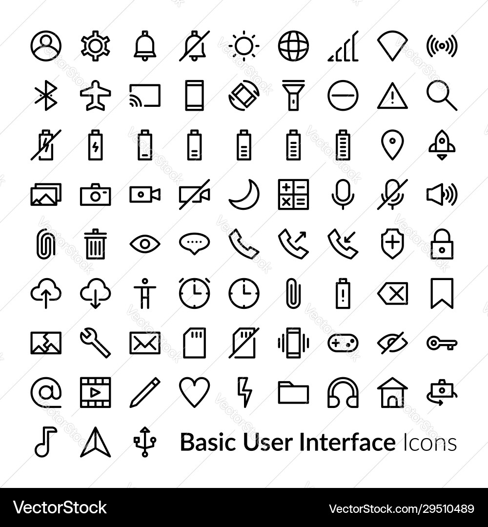 UI Icon Set - Line Style vector image