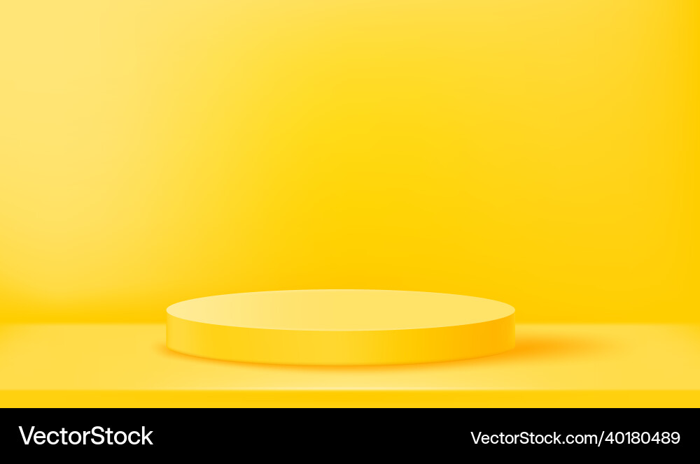 Yellow empty illuminated room with circle vector image