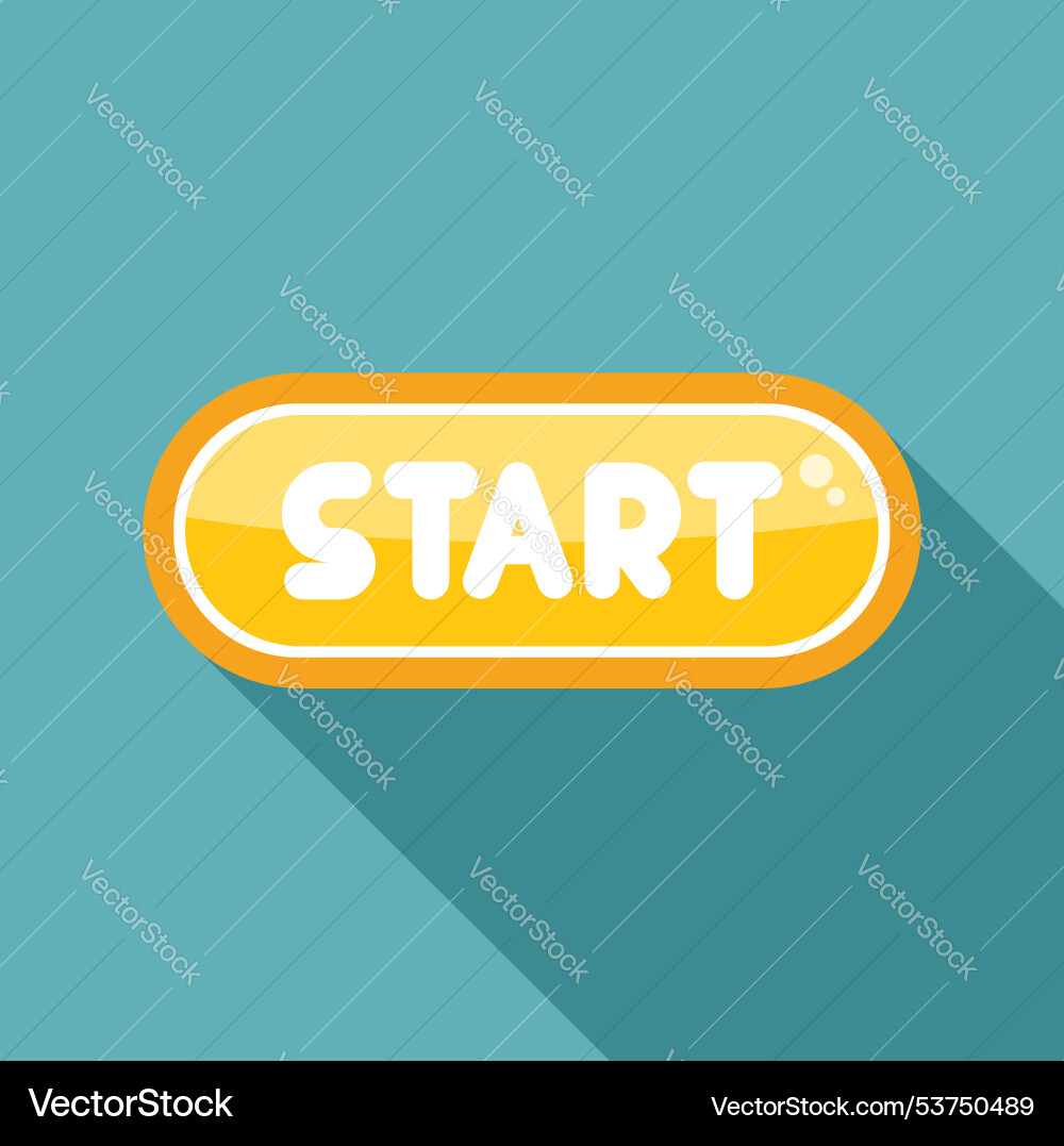 Yellow rounded start button with long shadow Yellow rounded start button with long shadow vector image