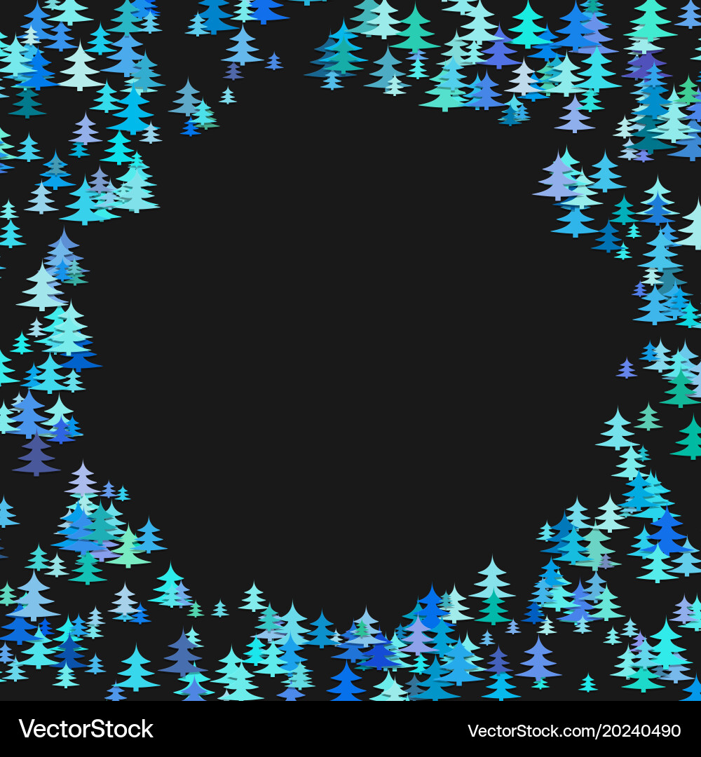 Abstract random pine tree pattern round border vector image