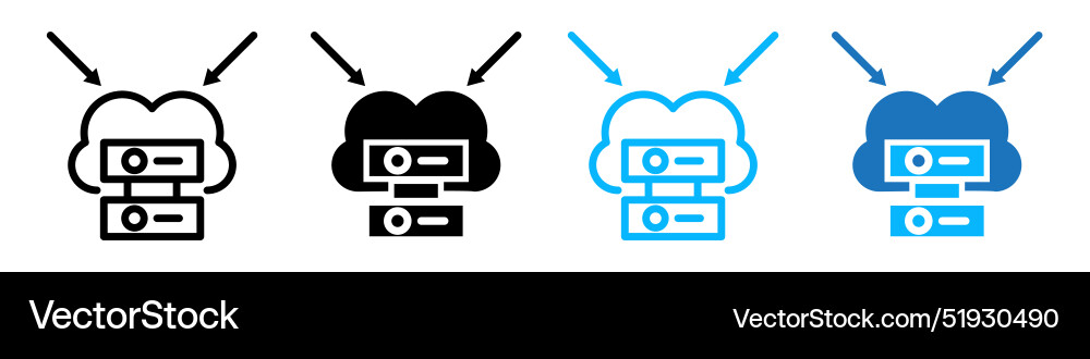 Big data aggregation icons depicting server vector image